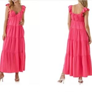 NWT - Tuckernuck Free the Roses Pink tiered maxi dress